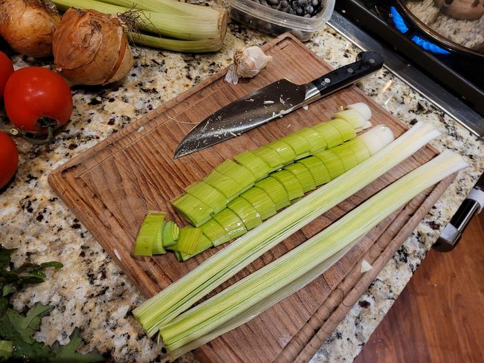 2 leeks from the garden