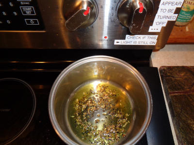 roasting spices in olive oil