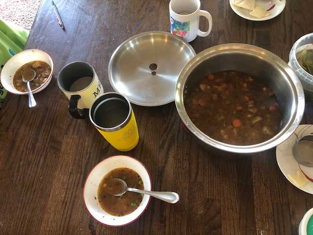 Ingredients in the pot and on the table!