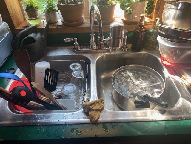 Start with the utensils and cups