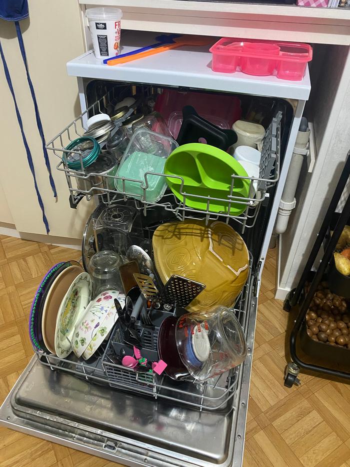 Dishwasher stacked - funnily enough we use it as a dishrack every night!
