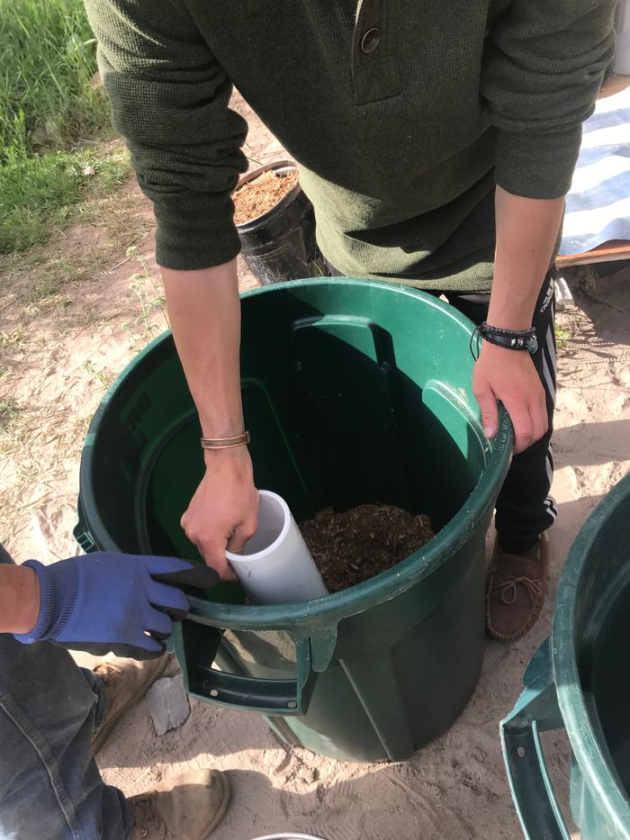 filling the garbage can