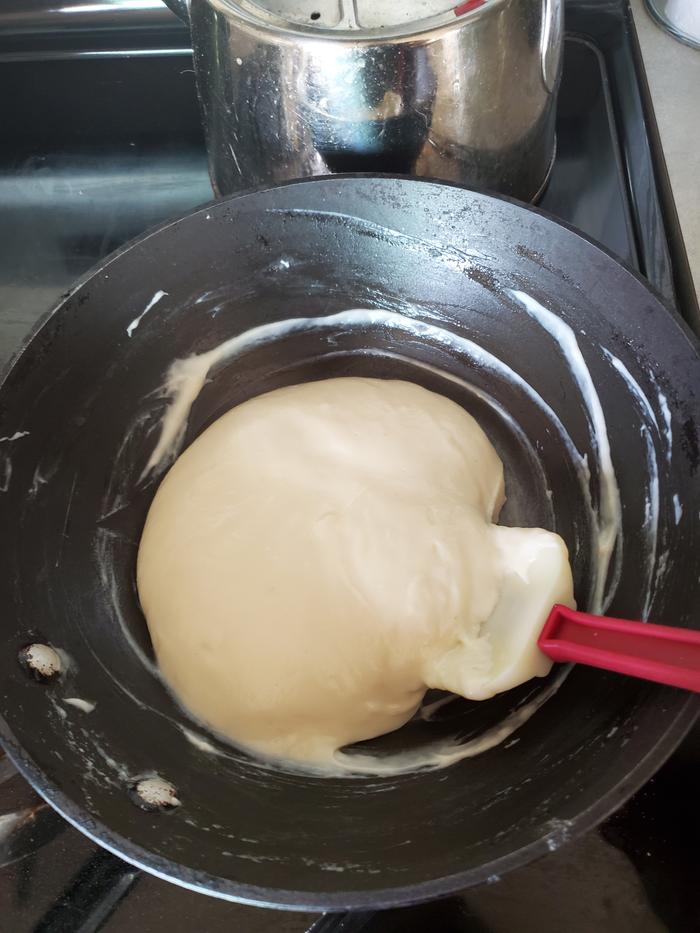 pulling away from the pan