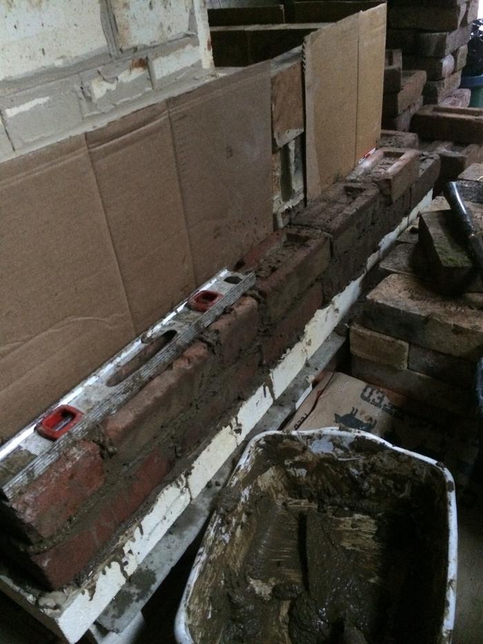 red clay bricks on the stove