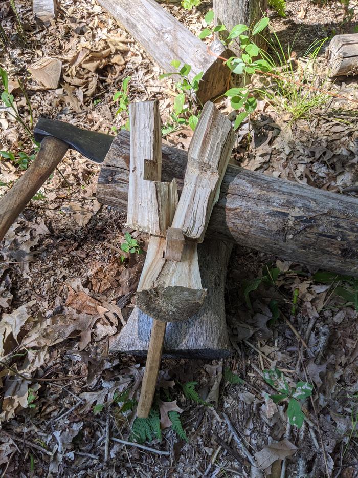 Exploded mallet, axe used to shape beatle